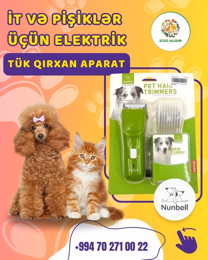 İt və pişiklər üçün elektrik tük qırxan aparat – Nunbell Pet Hair