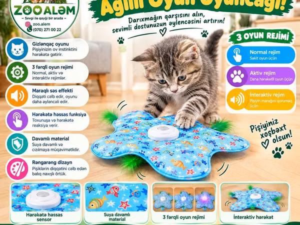 🐱 Pişiklər üçün Ağıllı, Avtomatik Oyun Oyuncağı 🐾 Pişiyinizin