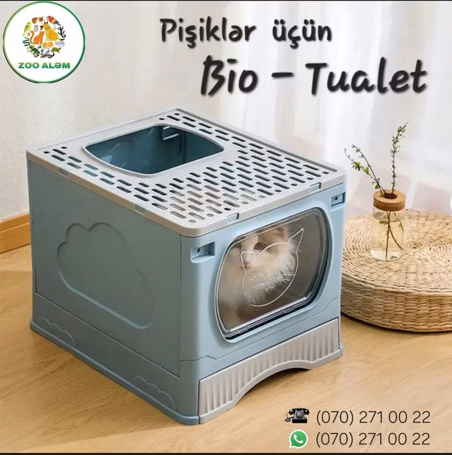 Pişik üçün BÌO-TUALET. Qapalı uslubda hazırlanmış Bio-tualet evinizdə