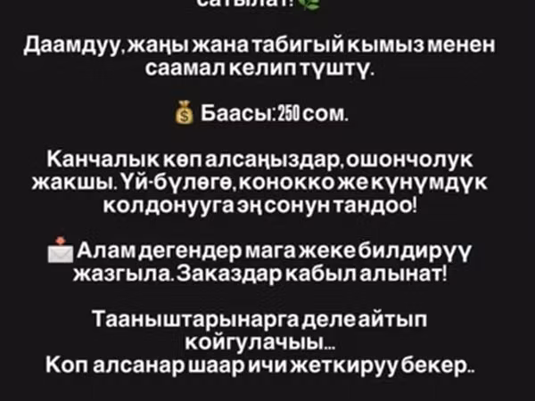 Кымыз и саамал из Нарына - Натуральный, свежий и вкусный кымыз, а
