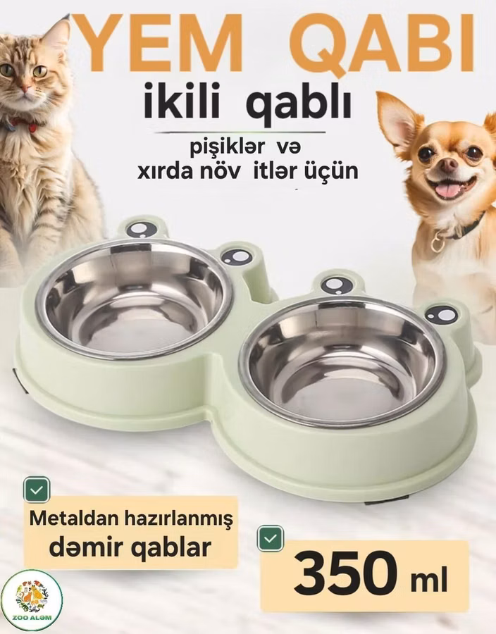 Yem qabı ikigözlü (pişik və it üçün) Pişik və itləriniz üçün adi yox