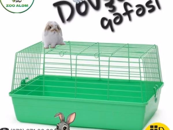 Dovşan qəfəsi - Ölcü: 68 × 45 × 36 sm - Material: möhkəm metal