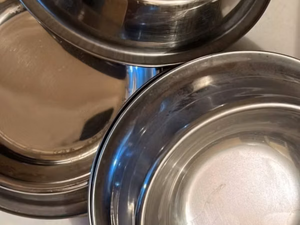 Paslanmayan poladdan heyvan yemək qabları dəsti