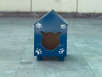 Mavi rəngdə taxta pişik evi - Material: möhkəm ağac əsaslı — 2. fotó