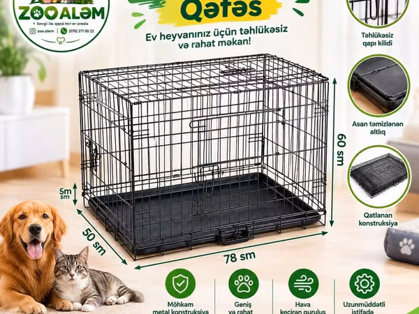 İtlər üçün metal qəfəs 🐾 🏡 Ev heyvanınız üçün təhlükəsiz, rahat və