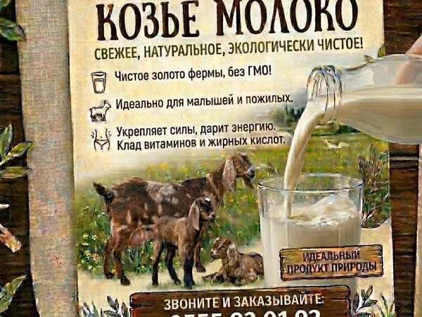 Молоко англонубийских коз. - Натуральное козье молоко нежный сливочный