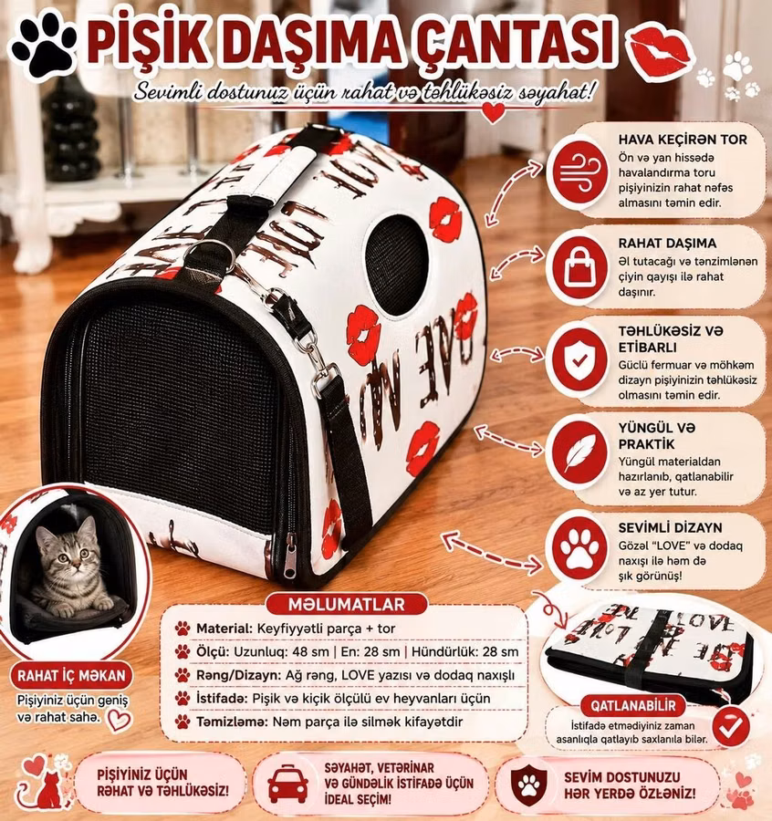 Pişik Daşıma Çantası – sevimli dostunuz üçün rahat və təhlükəsiz