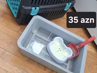 Ev heyvanları üçün aksesuarlar 1) Daşıma qabı + tualet qabı + yemək — عکس 1