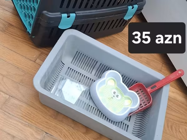Ev heyvanları üçün aksesuarlar 1) Daşıma qabı + tualet qabı + yemək