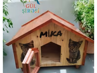 Taxta pişik evi – “MIKA” dizaynı - Material: tamamilə ağacdan — รูปภาพ 3