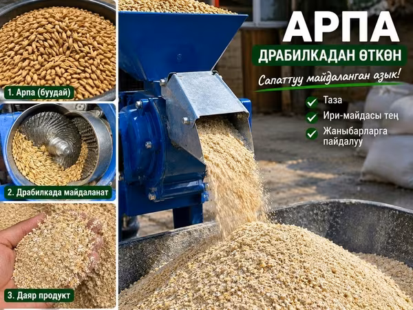 Дроблёный ячмень (корм) Бишкек доставка есть толь 4-тонна на заказ