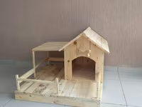 Taxta it evi və açıq veranda - Material: tamamilə təbii ağacdan — عکس 1