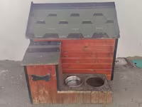 Taxta it evi – əlavə qutulu və qab yerləri olan model - Material — foto 3