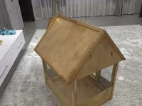 Taxta qəfəs/volyer – dekorativ ev şəklində - Material: təbii taxta — عکس 3